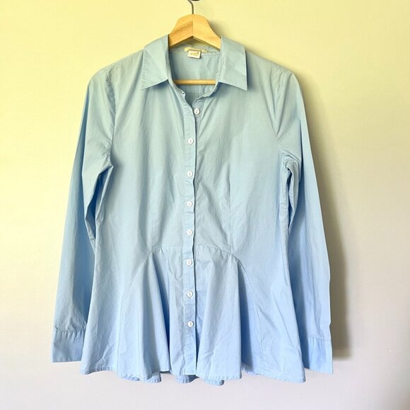 Sundance Shirt Size Medium Button Down Blouse Light Blue Cotton Collared - Picture 1 of 11